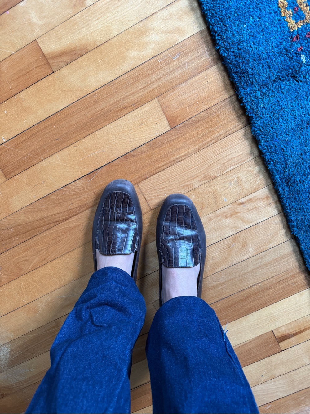 Walking Cradles Men's Dark Brown Croc-Texture Leather Slip-Ons
